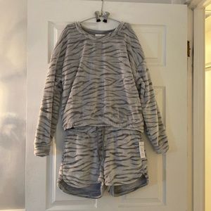 NWT Grey Zebra Stripe PJ Set